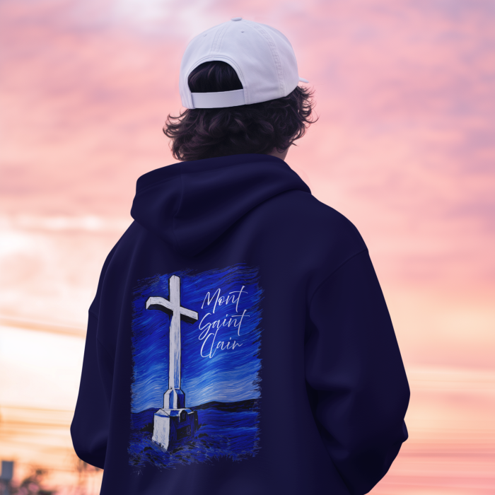 SWEAT A CAPUCHE CROIX BLEU MARINE