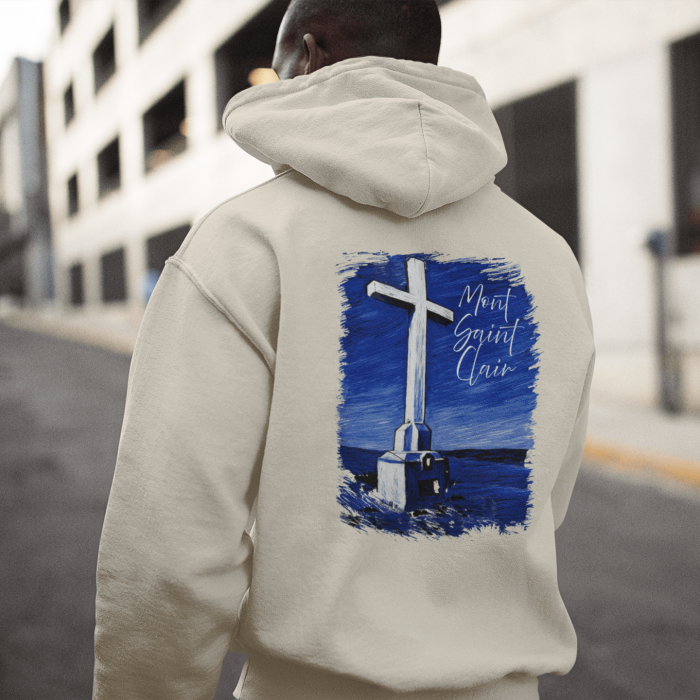 SWEAT A CAPUCHE CROIX BEIGE