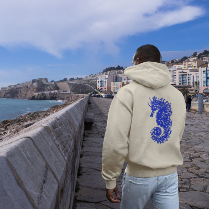 SWEAT A CAPUCHE HIPPOCAMPE BEIGE