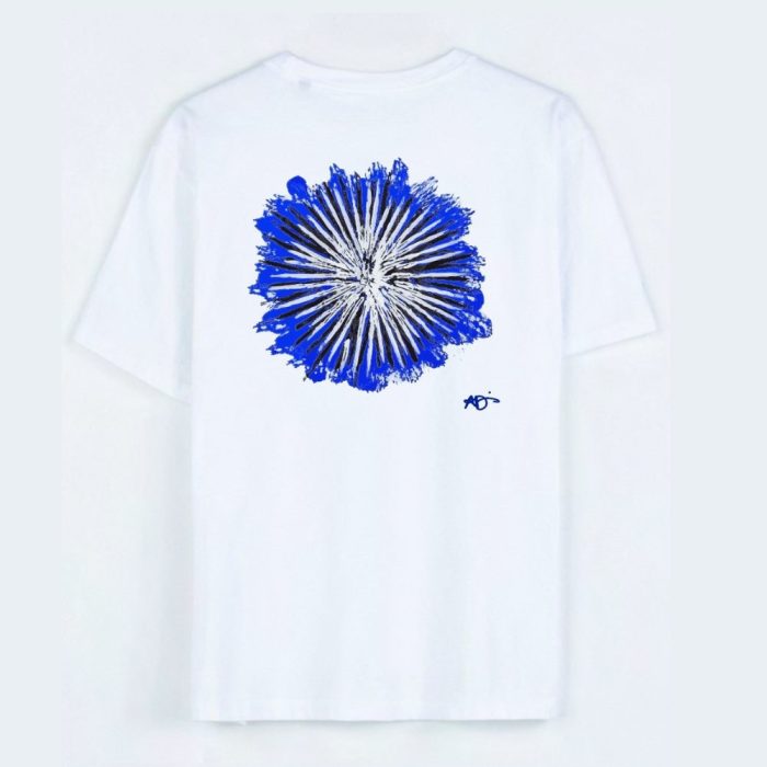 T-shirt blanc motif Oursin en coton bio, Mont Saint Clair Sète